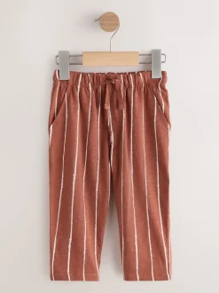 Jeans En Joggingbroeken|Next - Stripe Joggers 3 Pack (3mths-7yrs) Rust Stripe Tan Brown And Grey