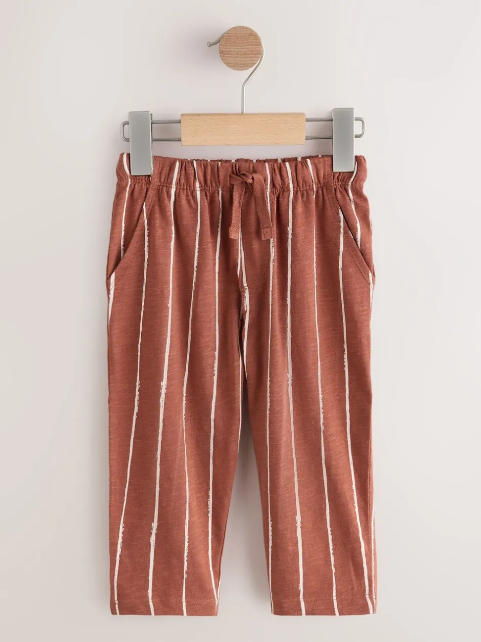 Jeans En Joggingbroeken|Next - Stripe Joggers 3 Pack (3mths-7yrs) Rust Stripe Tan Brown And Grey