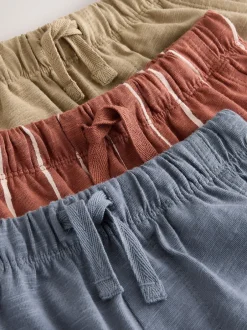 Jeans En Joggingbroeken|Next - Stripe Joggers 3 Pack (3mths-7yrs) Rust Stripe Tan Brown And Grey