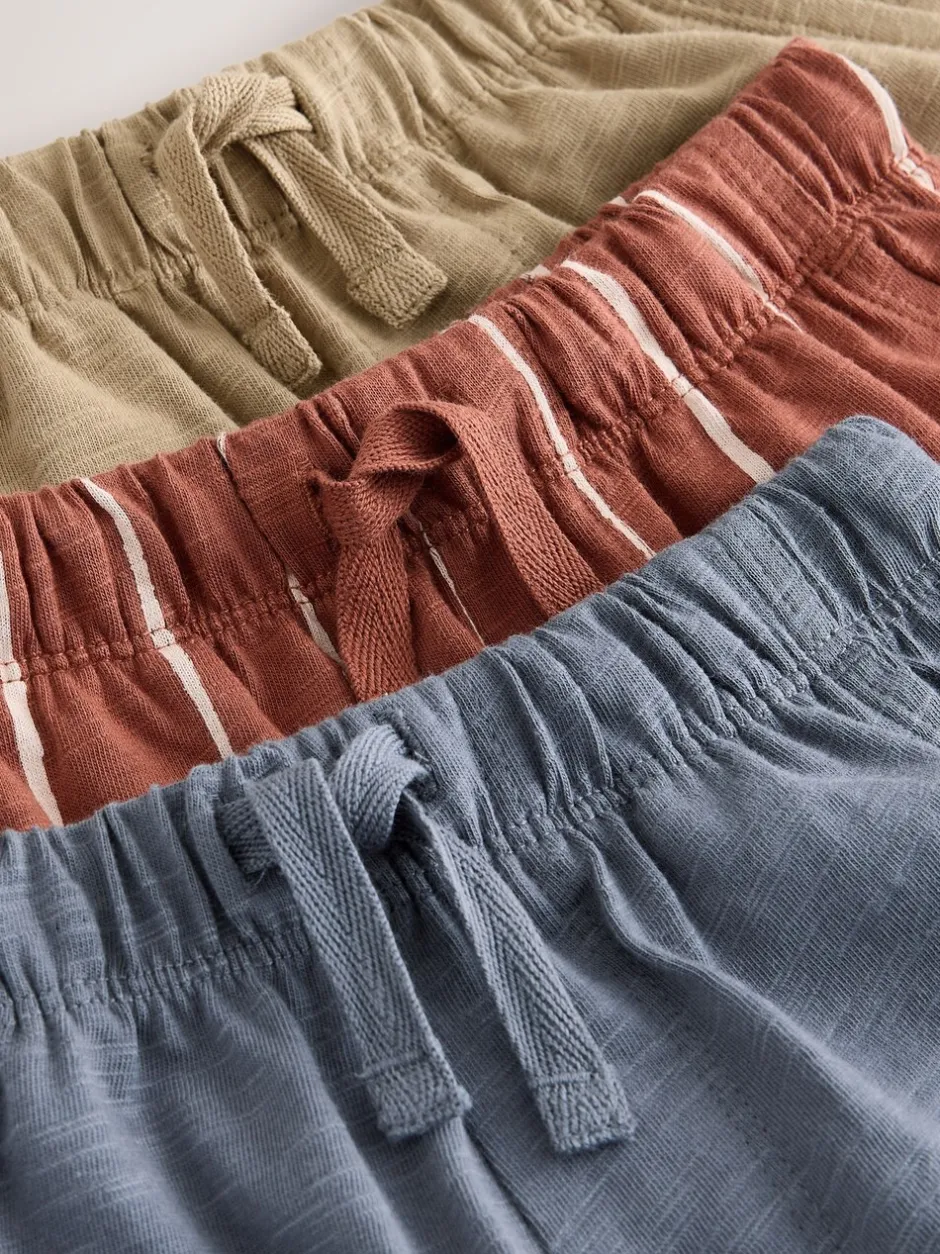 Jeans En Joggingbroeken|Next - Stripe Joggers 3 Pack (3mths-7yrs) Rust Stripe Tan Brown And Grey