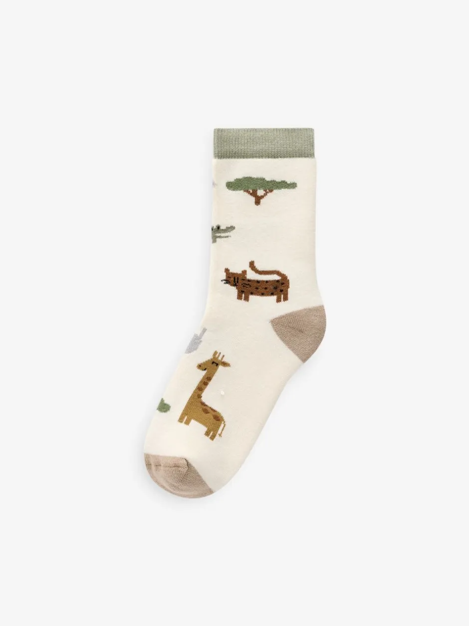Sokken En Panty's|Sokken*Next Safaridieren - Set van 5 Cosy Terry sokken met hoog katoengehalte