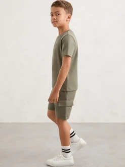 Shorts|Reiss - Oliver premium cargoshorts van interlock-jersey Salie