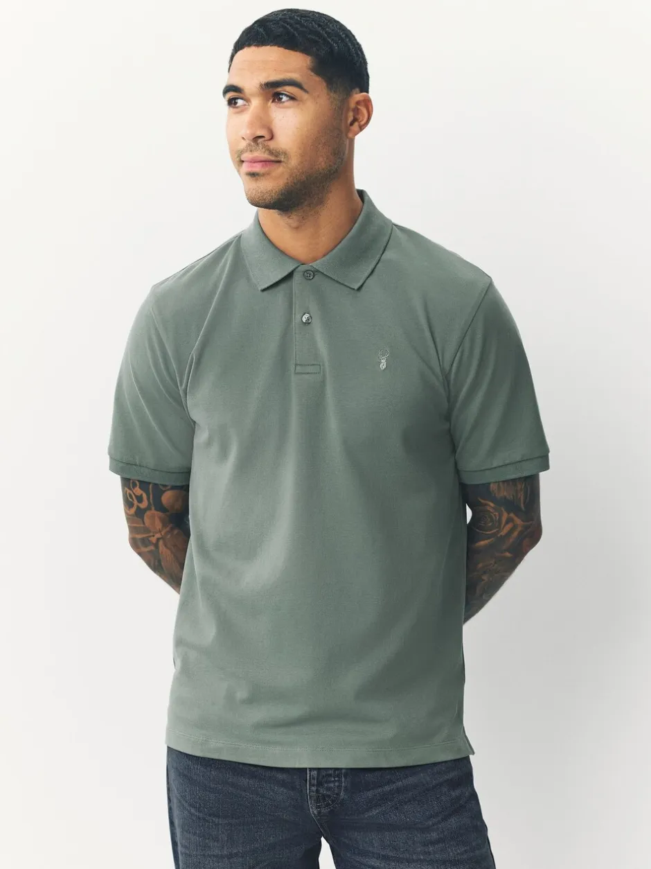 Poloshirts|Next Saliegroen - Normale Pasvorm - Piqué poloshirt met korte mouwen
