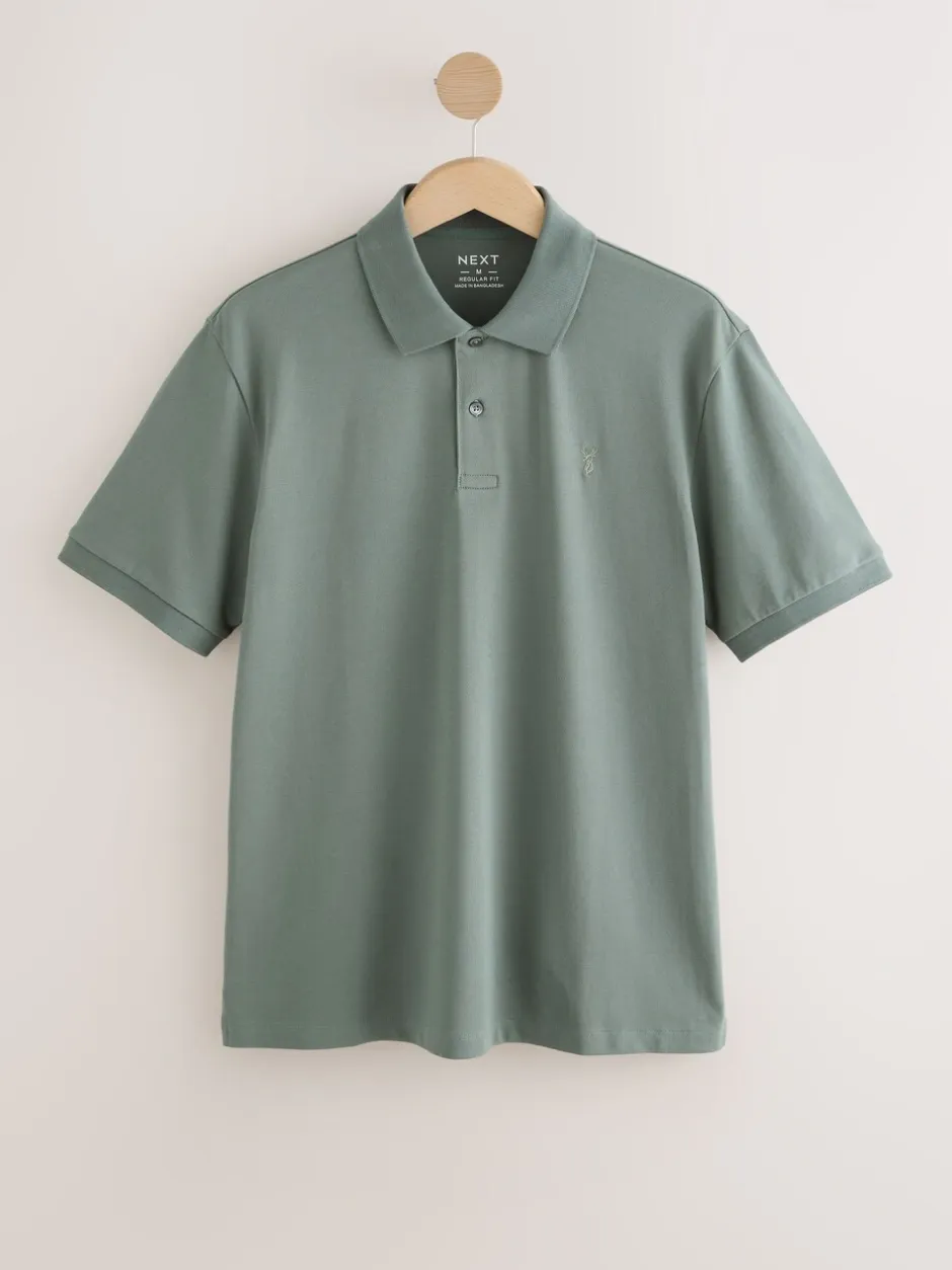 Poloshirts|Next Saliegroen - Normale Pasvorm - Piqué poloshirt met korte mouwen