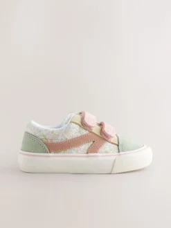 Sneakers|Next - Sneakers met klittenbandsluiting Saliegroen gebloemd