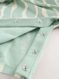 Rompertjes En Tuinbroeken|Next - Baby Long Leg Jersey Romper (0mths-3yrs) Saliegroen gestreept