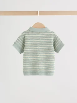 Shorts|Next Saliegroen gestreept - Knitted Top and Shorts Baby Set (0mths-2yrs)