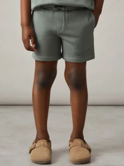 Shorts*Reiss - Perry Cotton Brand-Embroidered Shorts Saliegroen met wassing