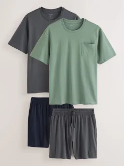 Pyjama's*Next Saliegroen/leisteengrijs - Korte jersey pyjama's verpakking van 2
