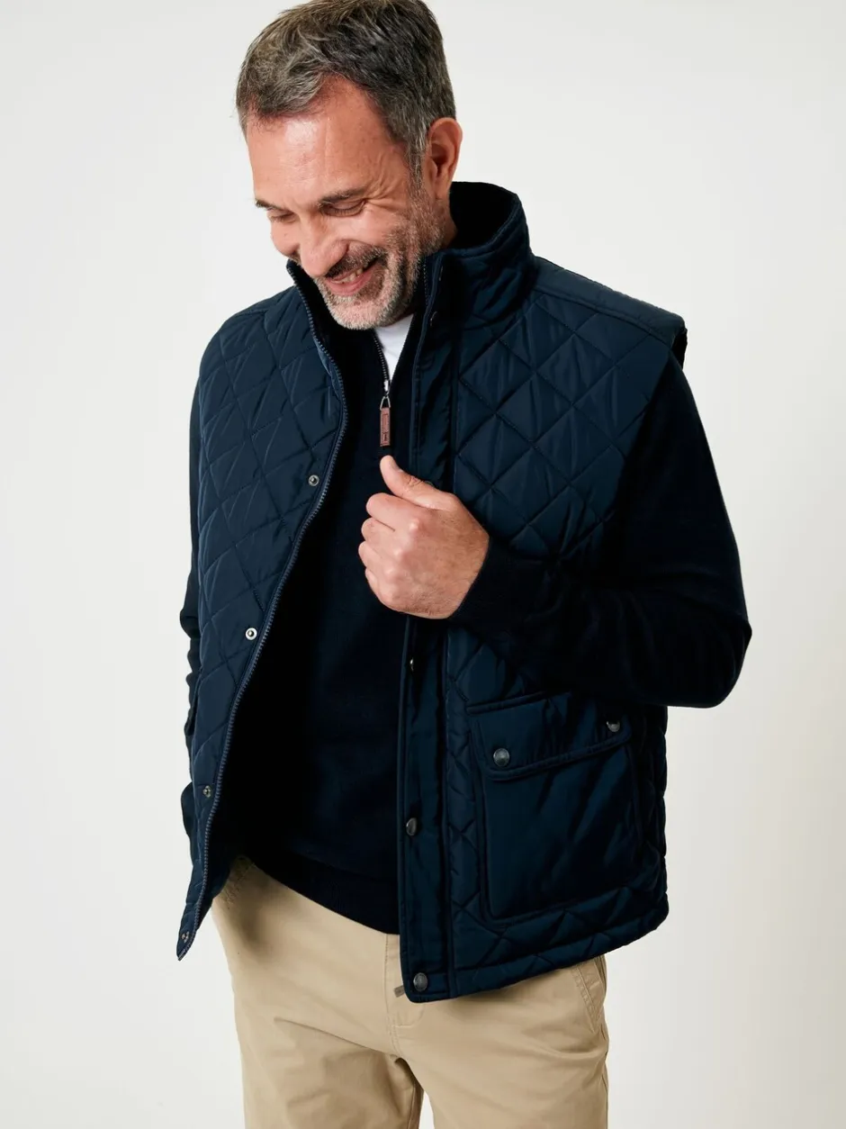 Jassen En Jacks|Saltwell Blue Heritage Diamond Quilted Funnel Neck Gilet