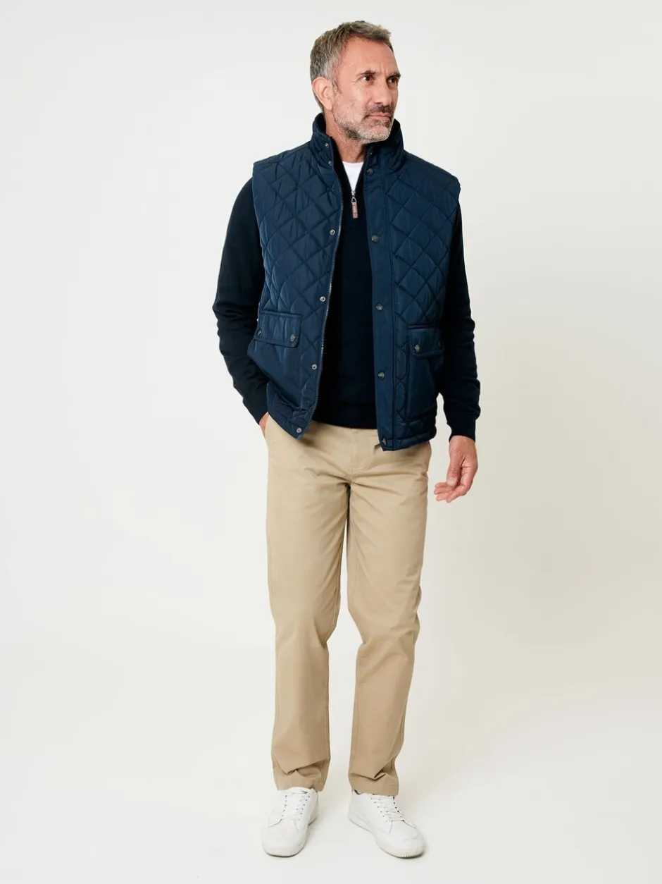 Jassen En Jacks|Saltwell Blue Heritage Diamond Quilted Funnel Neck Gilet