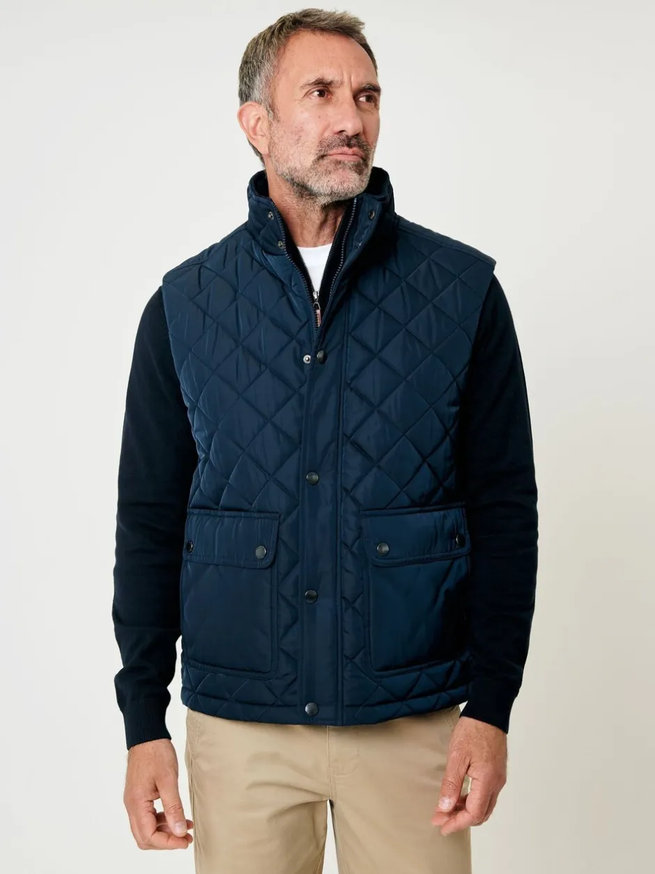 Jassen En Jacks|Saltwell Blue Heritage Diamond Quilted Funnel Neck Gilet