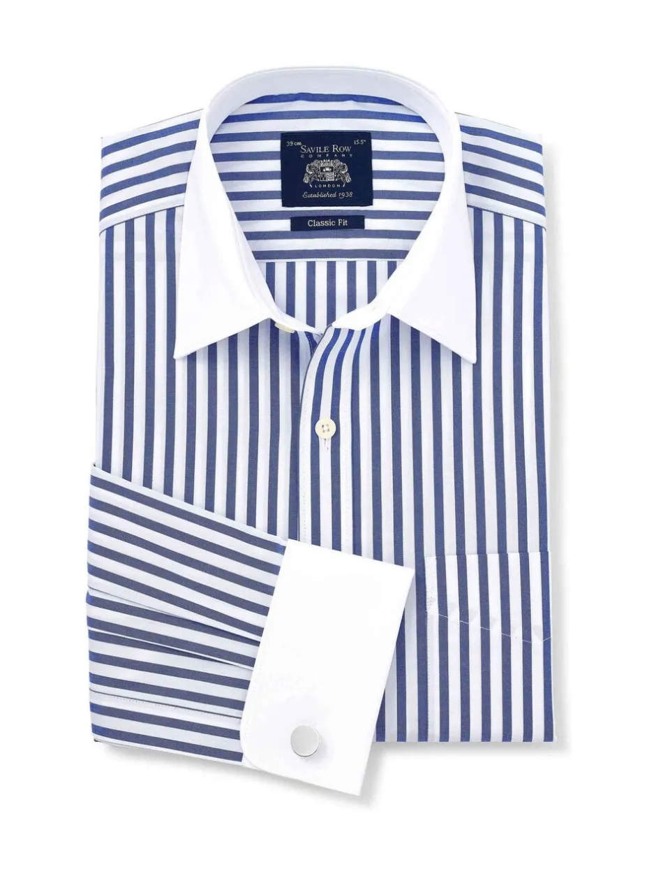 Formele Overhemden|Shirts*Savile Row Company Classic Fit Striped Cotton Winchester Double Cuff Formal Shirt