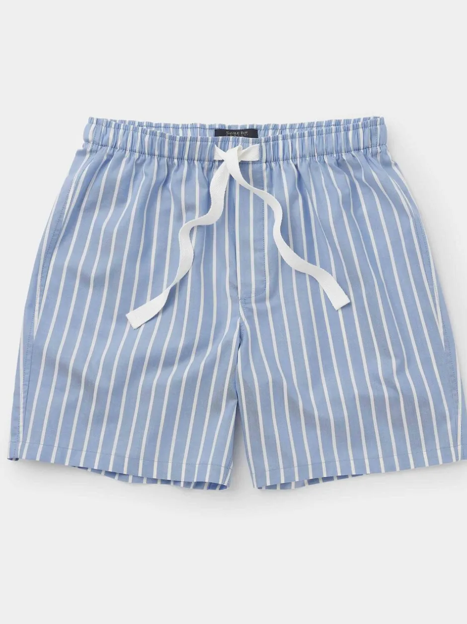 Shorts|Savile Row Company Twill Wide Stripe Cotton Lounge Shorts