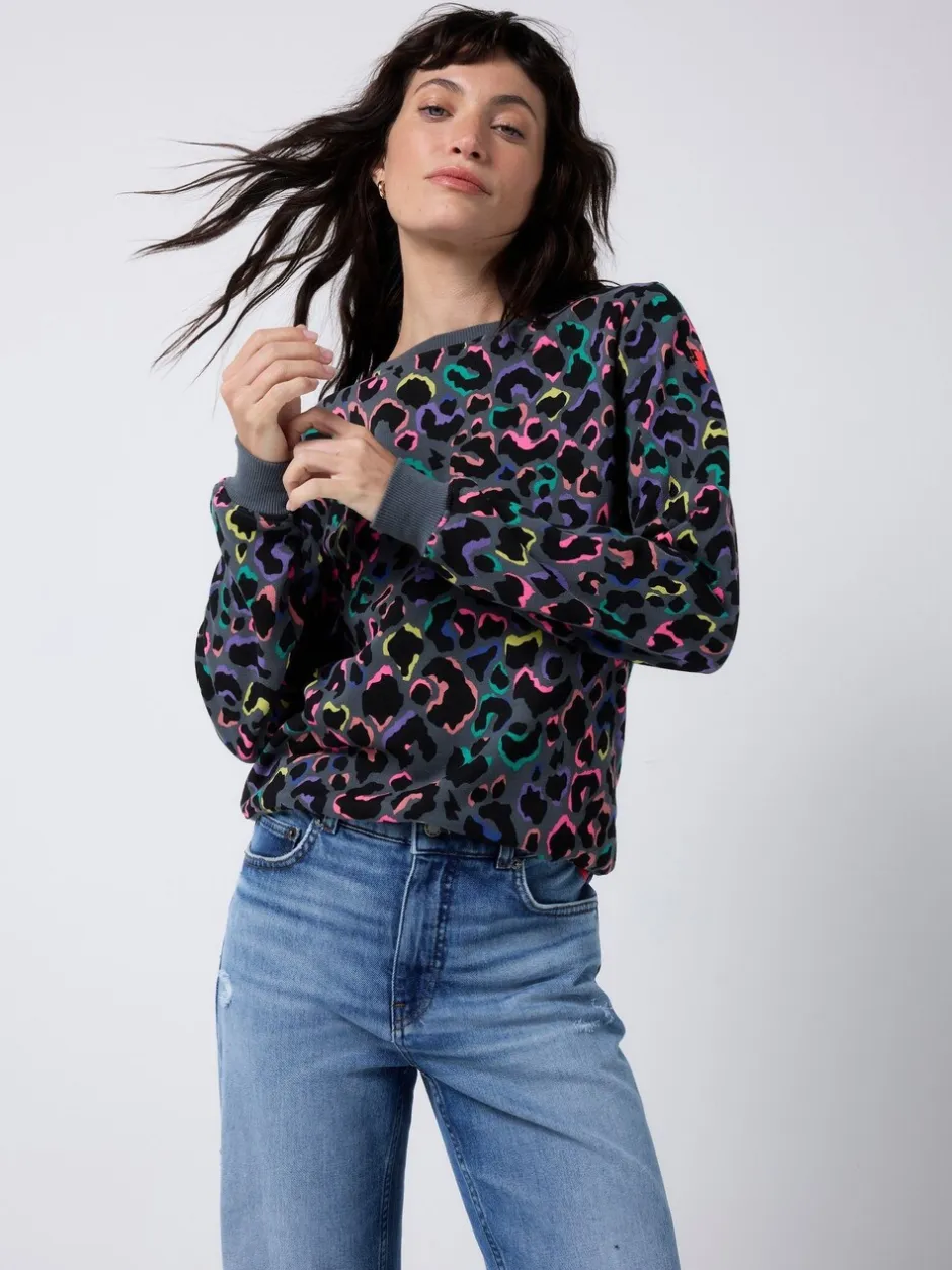 Hoody's En Sweatshirts|SCAMP & DUDE Classic Sweatshirt with Leopard & Lightning Bolt