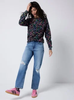 Hoody's En Sweatshirts|SCAMP & DUDE Classic Sweatshirt with Leopard & Lightning Bolt