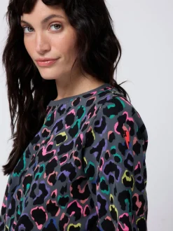 Hoody's En Sweatshirts|SCAMP & DUDE Classic Sweatshirt with Leopard & Lightning Bolt