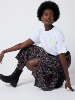 Rokken|SCAMP & DUDE Split Front Skirt with Leopard & Lightning Bolt