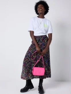 Rokken|SCAMP & DUDE Split Front Skirt with Leopard & Lightning Bolt
