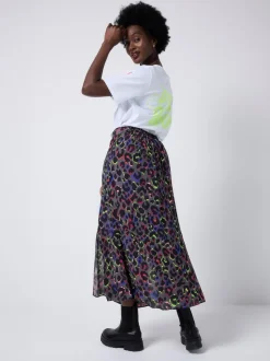 Rokken|SCAMP & DUDE Split Front Skirt with Leopard & Lightning Bolt
