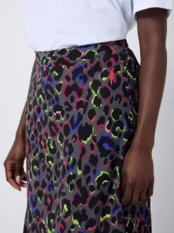 Rokken|SCAMP & DUDE Split Front Skirt with Leopard & Lightning Bolt