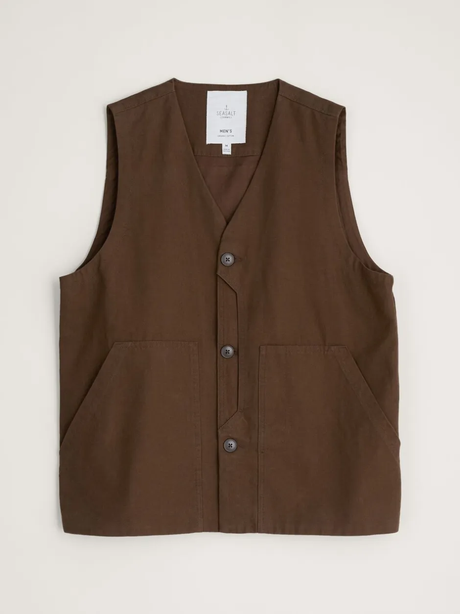 Vesten*Seasalt Cornwall heren gilet van katoen met meter