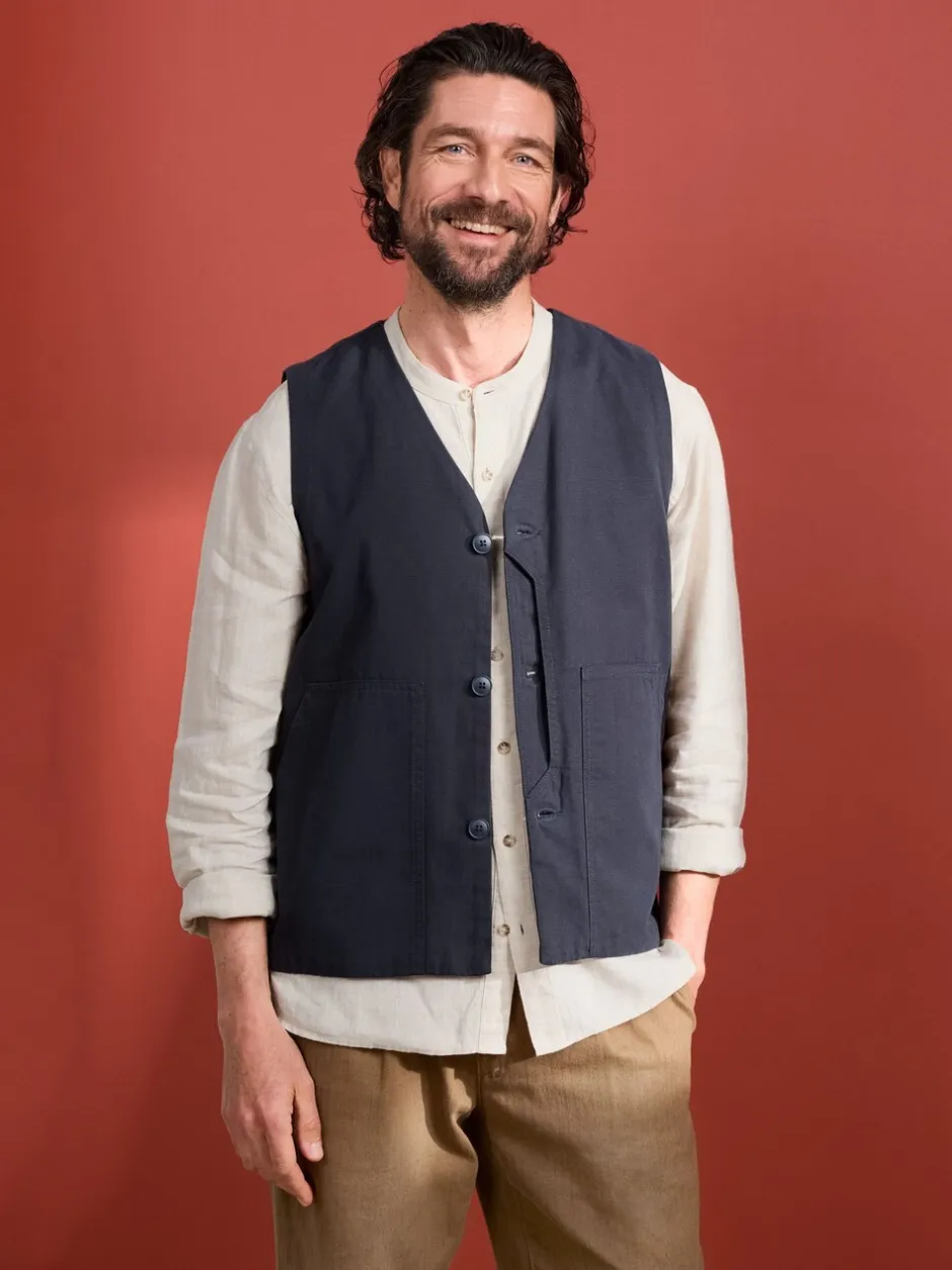 Vesten*Seasalt Cornwall Mens Cotton Metern Regular Fit Waistcoat