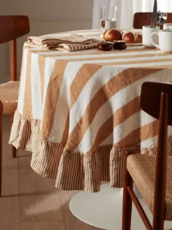 Tafellinnen En Placemats |Secret Linen Store 100% linnen tafelkleed met brede strepen