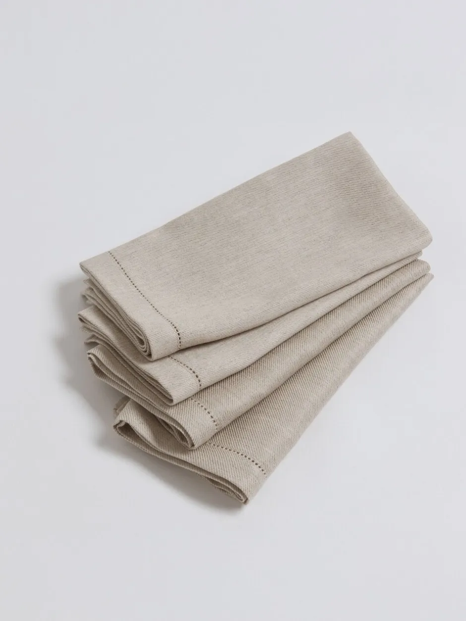Tafellinnen En Placemats *Secret Linen Store Set of 4 Twill Napkins Natuurlijk