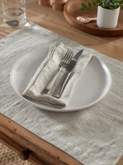 Tafellinnen En Placemats *Secret Linen Store Sid Strepen 100% linnen Placemats Natuurlijk