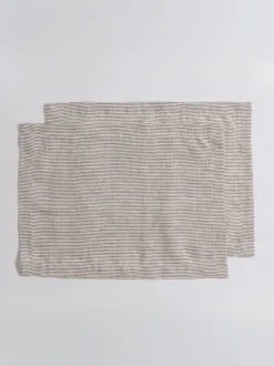Tafellinnen En Placemats *Secret Linen Store Sid Strepen 100% linnen Placemats Natuurlijk