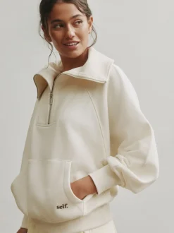 Hoody's En Sweatshirts|self. Half Zip Collar Sweatshirt