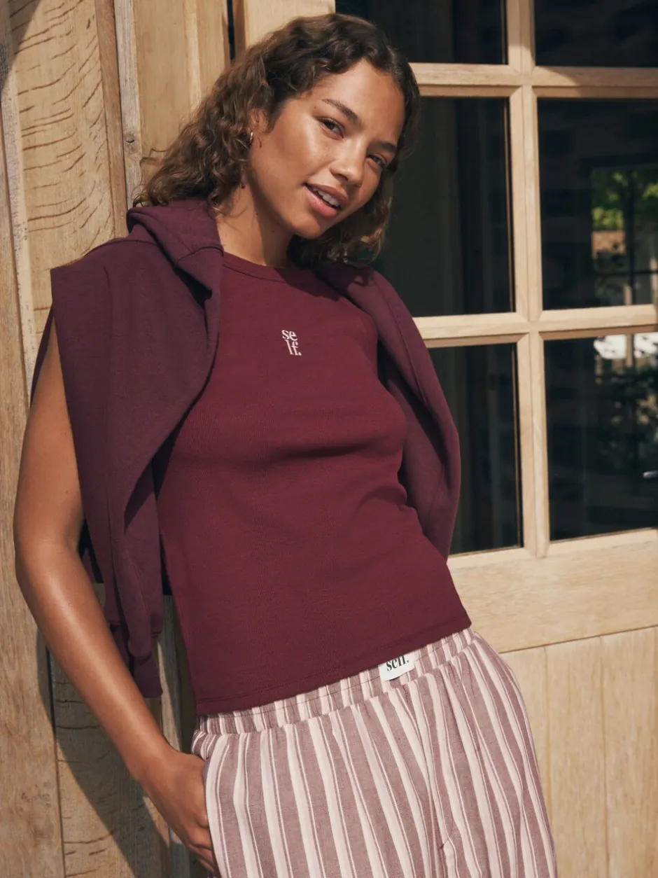 Pyjama's|Alle Nacht- En Loungekleding|self. Ribbed Vest Top and Long Leg Pyjamas Set