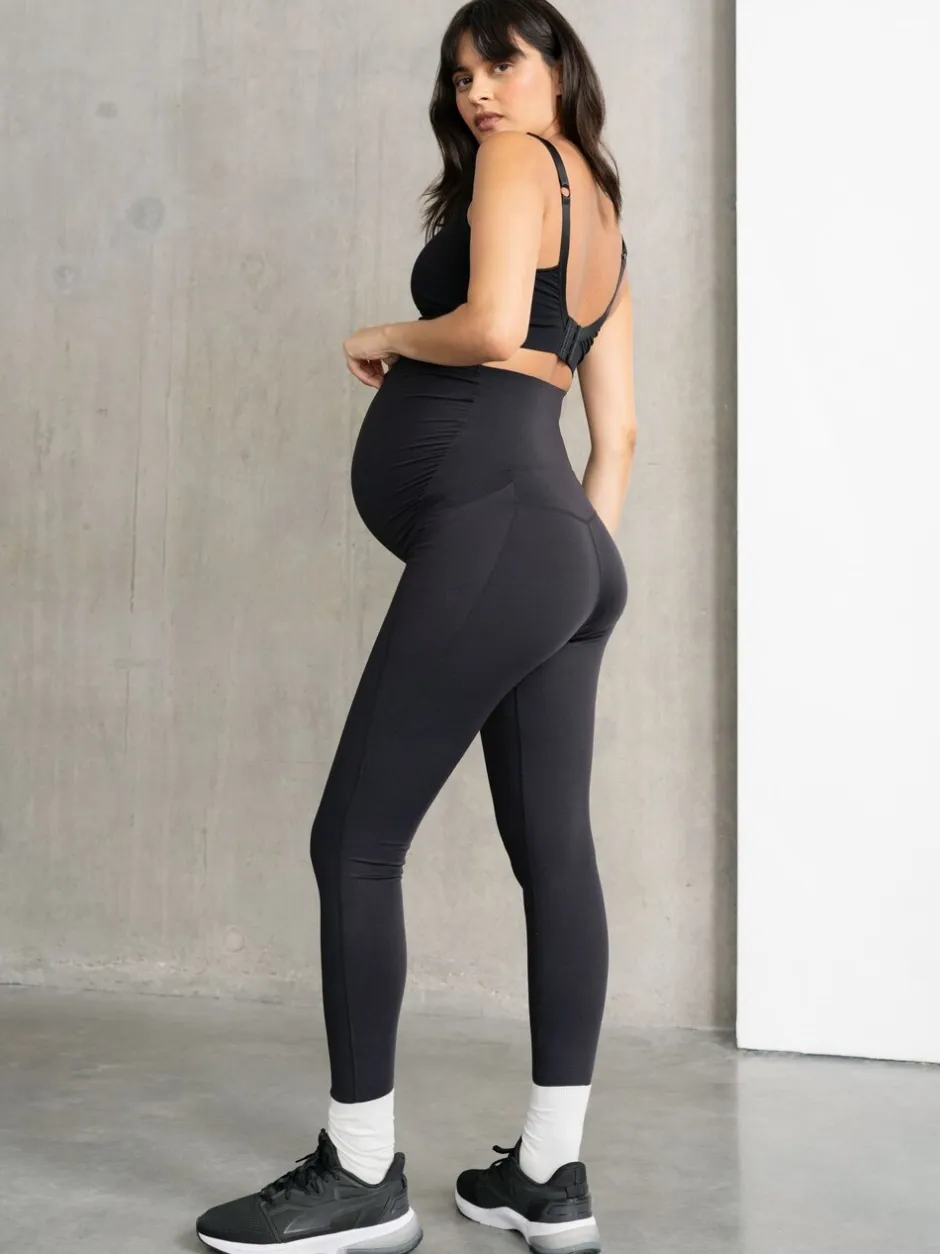 Leggings En Joggingbroeken|Moederschap|Seraphine - Zwarte zwangerschapslegging met buik- en rugondersteuning
