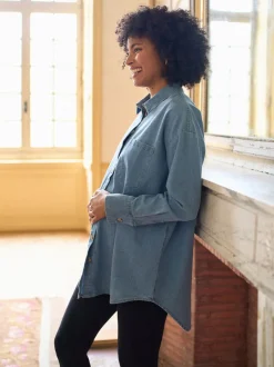Moederschap|Blouses En Overhemden|Seraphine Denim Zwangerschaps- en Borstvoedingsoverhemdjurk