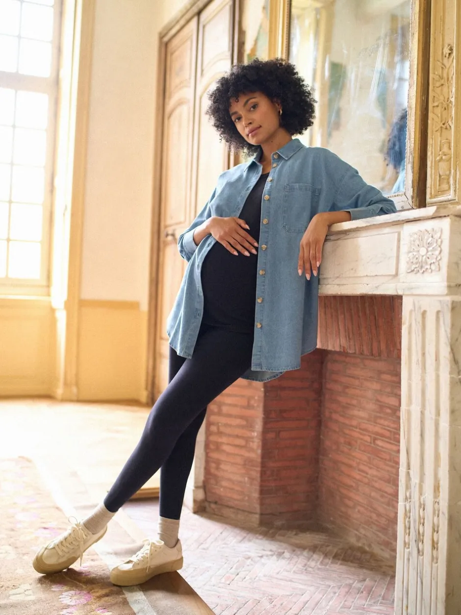 Moederschap|Blouses En Overhemden|Seraphine Denim Zwangerschaps- en Borstvoedingsoverhemdjurk