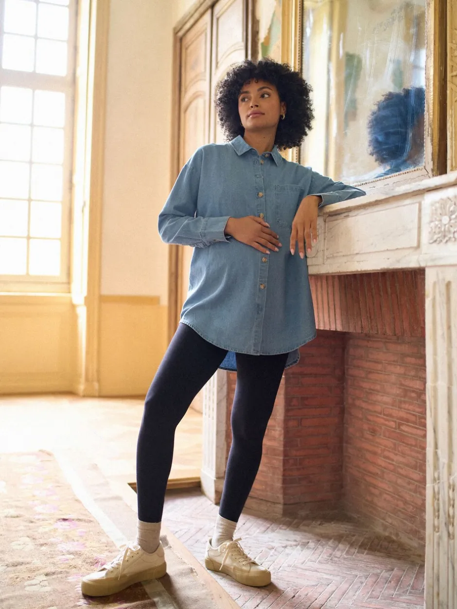 Moederschap|Blouses En Overhemden|Seraphine Denim Zwangerschaps- en Borstvoedingsoverhemdjurk