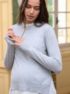 Gebreide Kleding|Moederschap*Seraphine katoenen blend zwangerschaps- en borstvoedingsshirt en trui