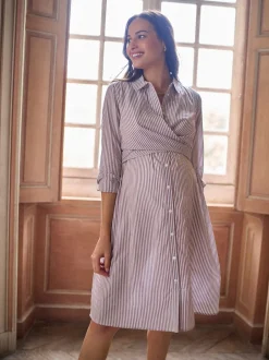 Moederschap|Seraphine Maternity & Nursing Midi Wrap Shirt Dress
