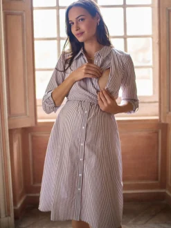 Moederschap|Seraphine Maternity & Nursing Midi Wrap Shirt Dress
