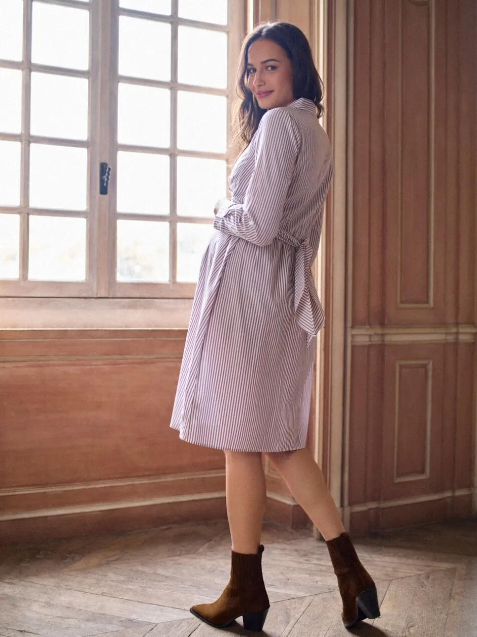Moederschap|Seraphine Maternity & Nursing Midi Wrap Shirt Dress