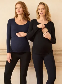 Moederschap|Seraphine Maternity & Nursing Bamboo Jersey Long Sleeve Tops 2 Pack