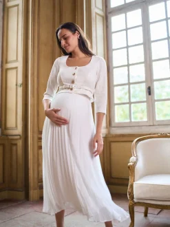 Gelegenheidskleding|Jurken|Seraphine Occasion Maternity & Nursing Bridal Dress With Tweed Bodice & Floaty Pleated Skirt