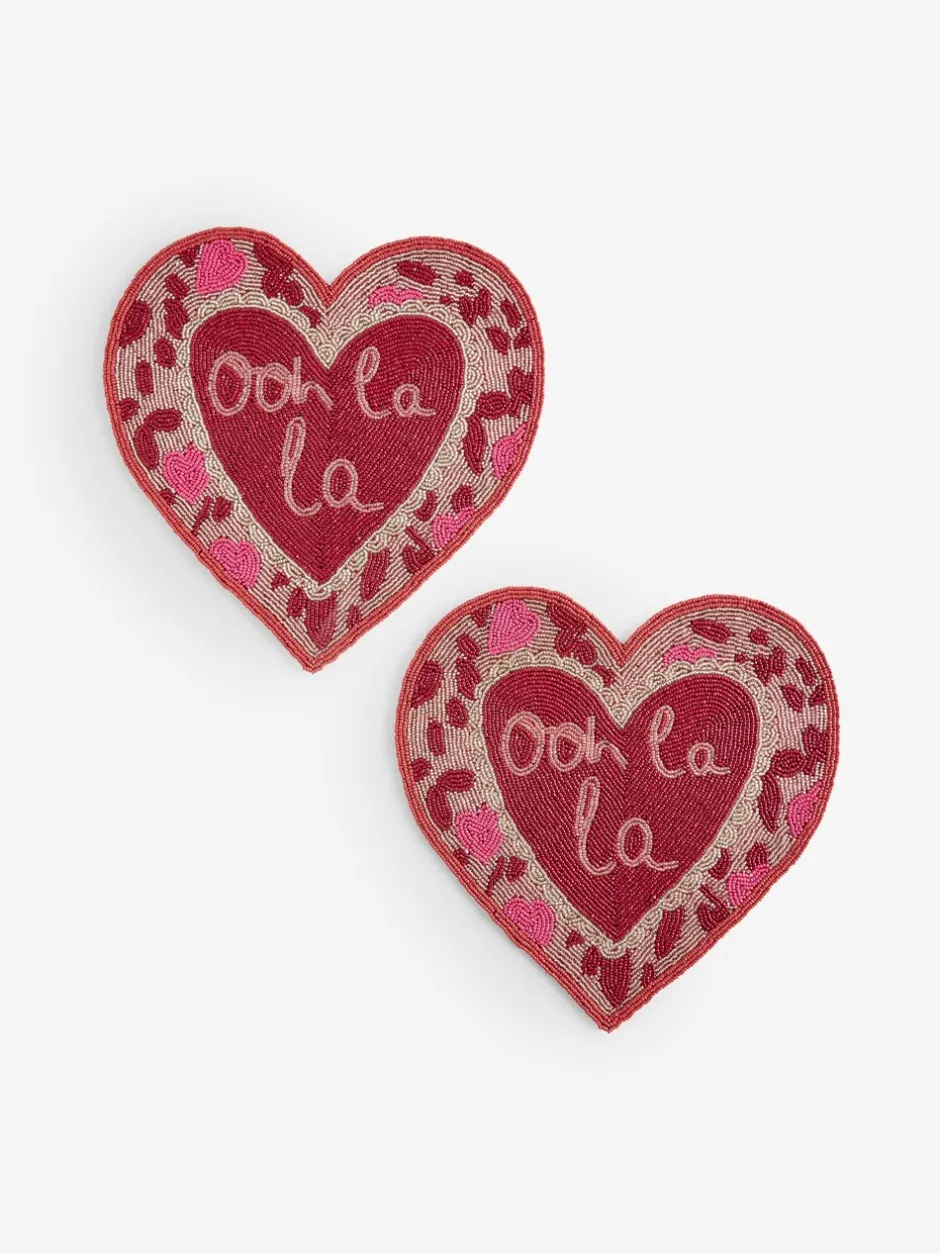 Tafellinnen En Placemats |Tafelgerei|Next Set of 2 Beaded Heart Placemats
