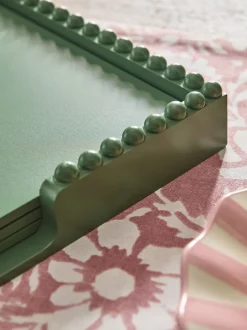Tafellinnen En Placemats *Next Set of 4 Bobbin Wooden Placemats in Holder Groen
