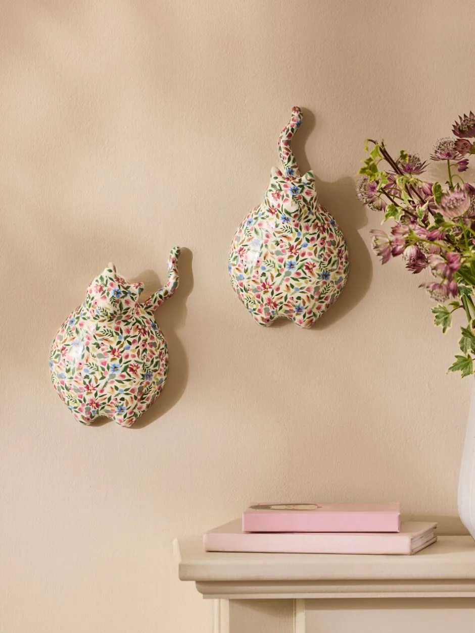 Canvassen En Kunst Voor Aan De Wand*Next Set of 2 Ceramic Ditsy Cat Wall Arts