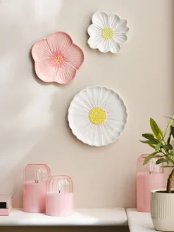 Canvassen En Kunst Voor Aan De Wand*Next Set of 3 Ceramic Flower Wall Art