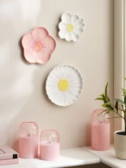 Canvassen En Kunst Voor Aan De Wand*Next Set of 3 Ceramic Flower Wall Art