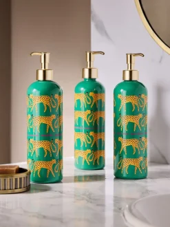 Badkameraccessoires|Next Set of 3 Cheetah Animal Reusable Dispenser Bottle