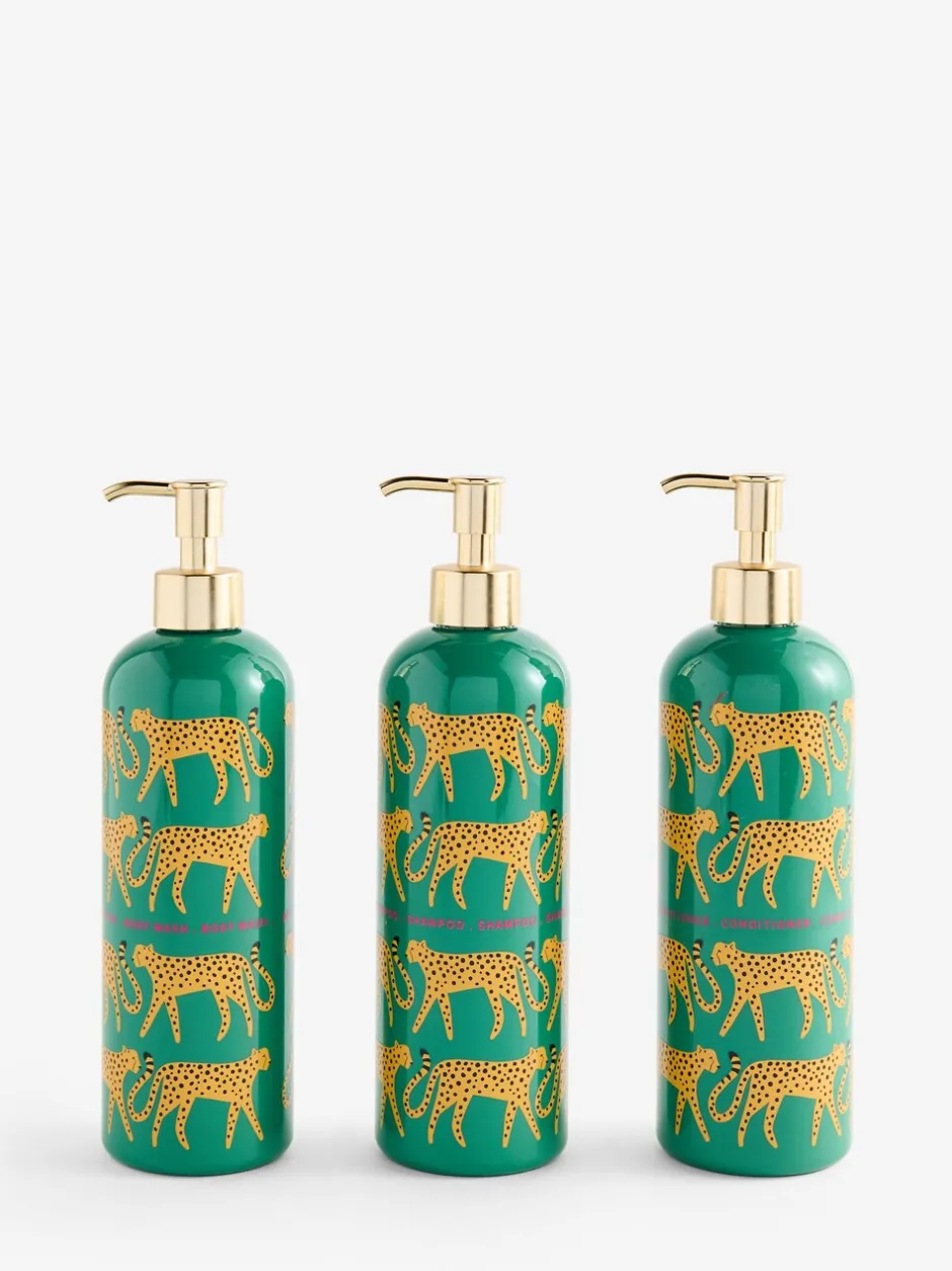 Badkameraccessoires|Next Set of 3 Cheetah Animal Reusable Dispenser Bottle